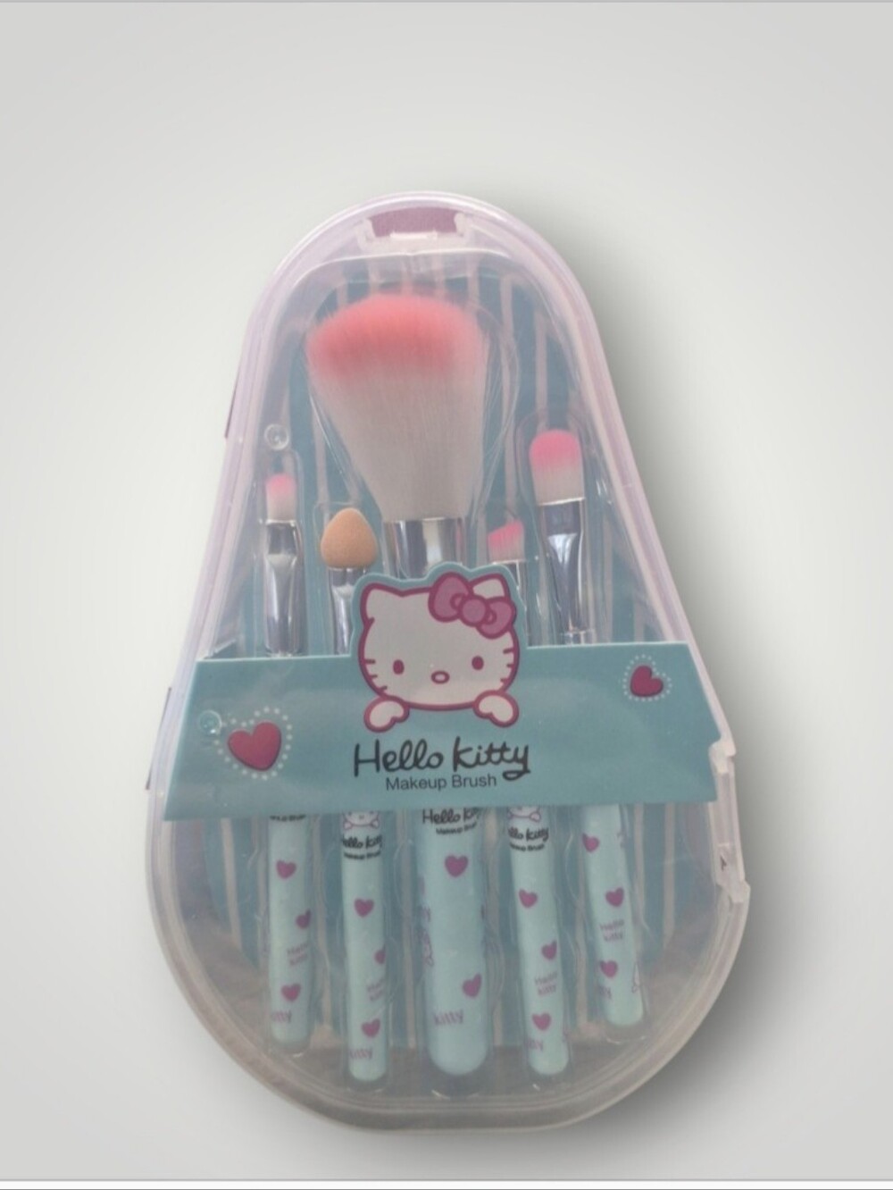 Hello Kitty 5-piece makeup brush set, 1 In Light Blue & 1 In Yellow Cream
